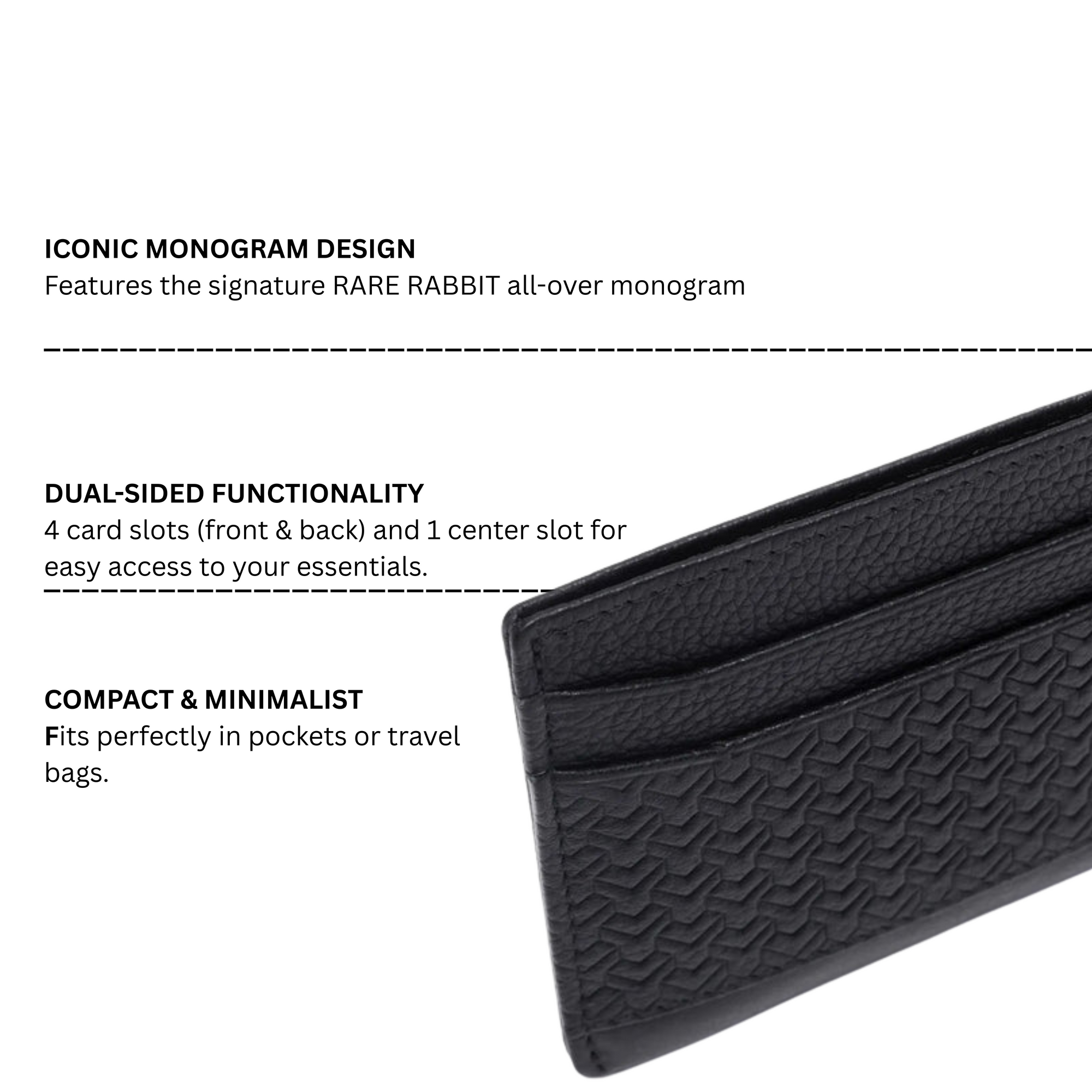 Rare Rabbit Lorent (Leather) Card Holder-Slim Fold-Black