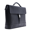 Black leather men’s briefcase bag with top handle and front flap closure
