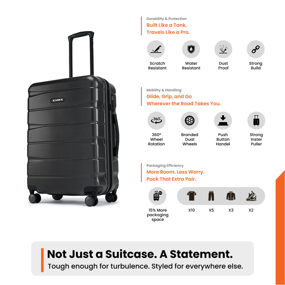 HRX by Hrithik Roshan Medium Check-in Suitcase (65 cm) 8 Wheels - Brute