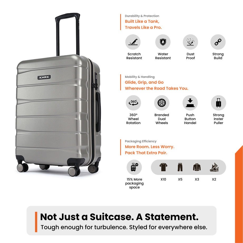 HRX by Hrithik Roshan Medium Check-in Suitcase (65 cm) 8 Wheels - Brute