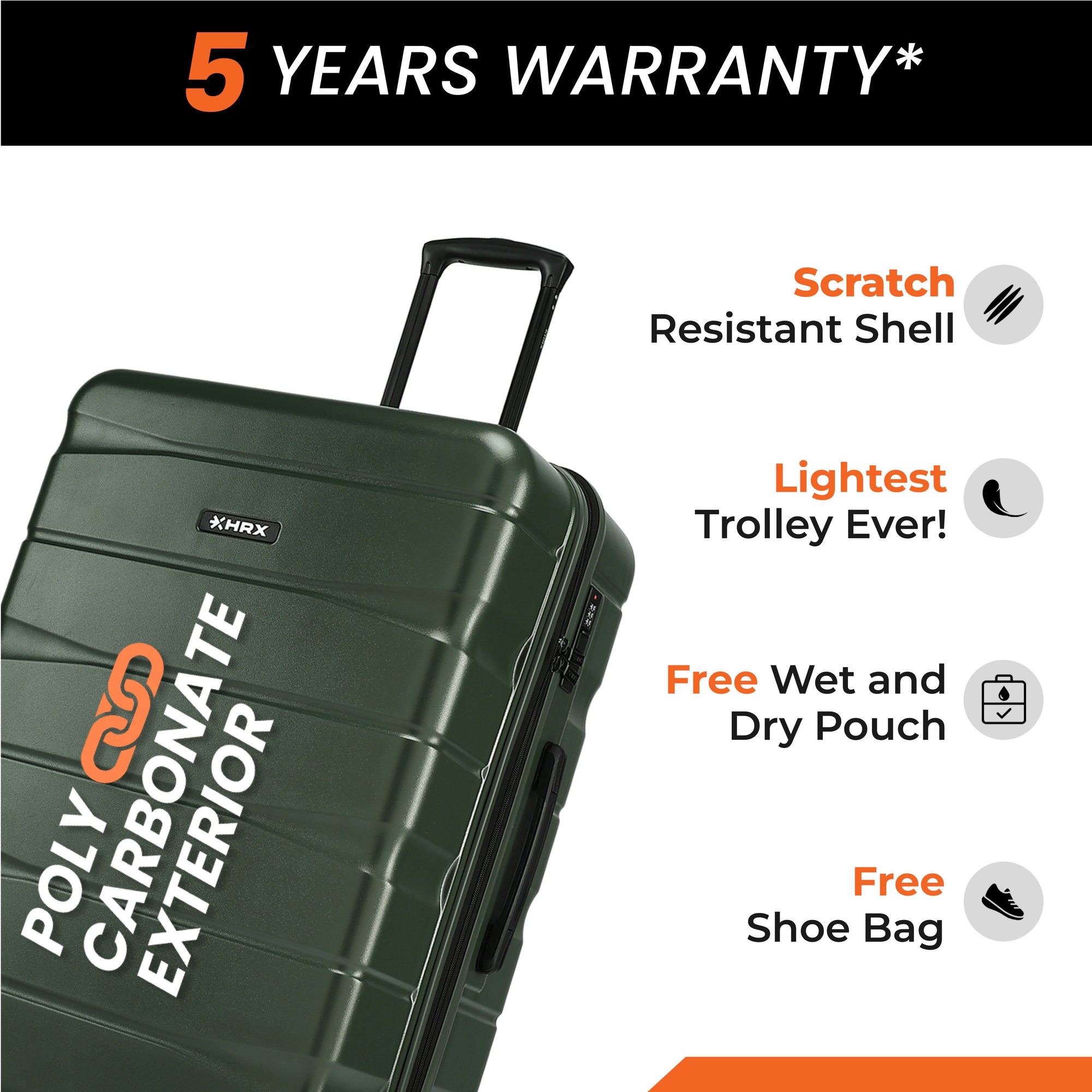 HRX by Hrithik Roshan Hard Body Set of 2 Luggage 8 Wheels - Brute