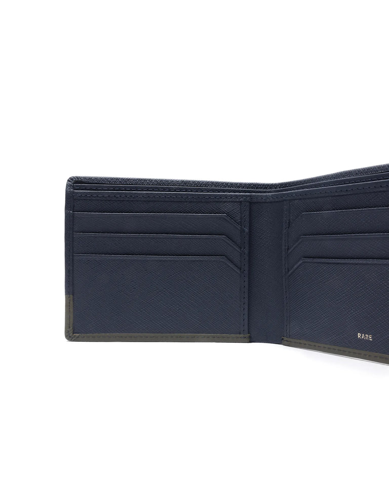 Rare Rabbit Brio (Leather) Wallet-Bi-Fold (Cc)-Navy/Olive