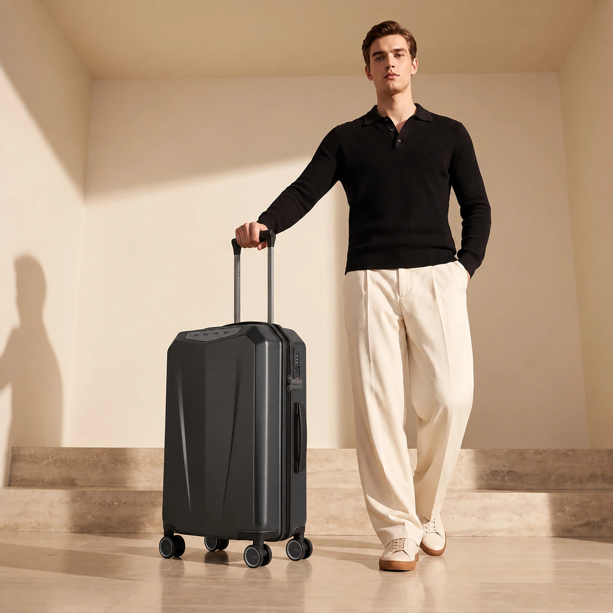 Rare Rabbit Gallardo Trolley – Hard Shell Polycarbonate Luggage - Black