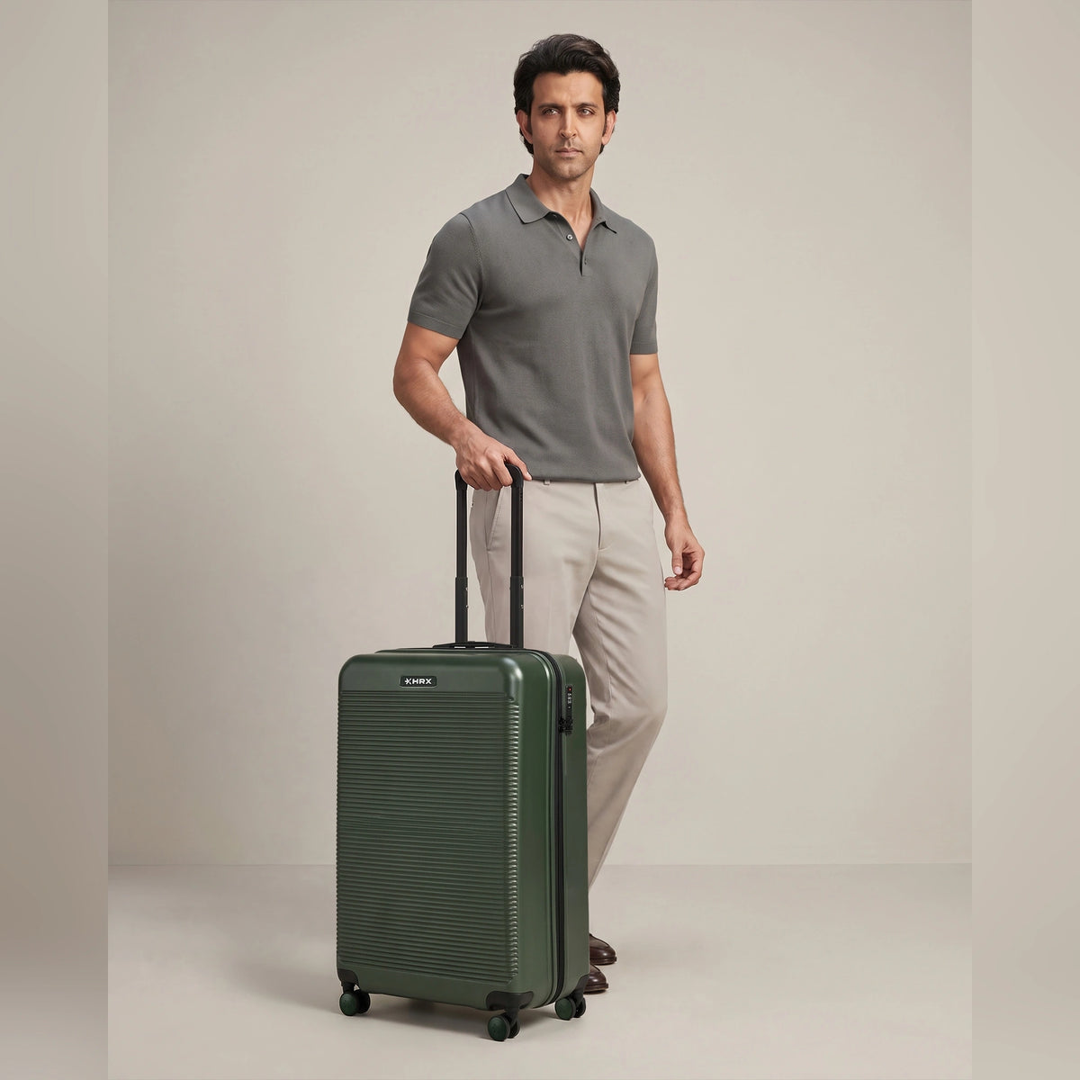 HRX by Hrithik Roshan Small Cabin Suitcase (56 cm) 8 Wheels - Grit - Dark Green