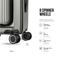 Dark grey cabin trolley with eight spinner wheels and reinforced wheel housing