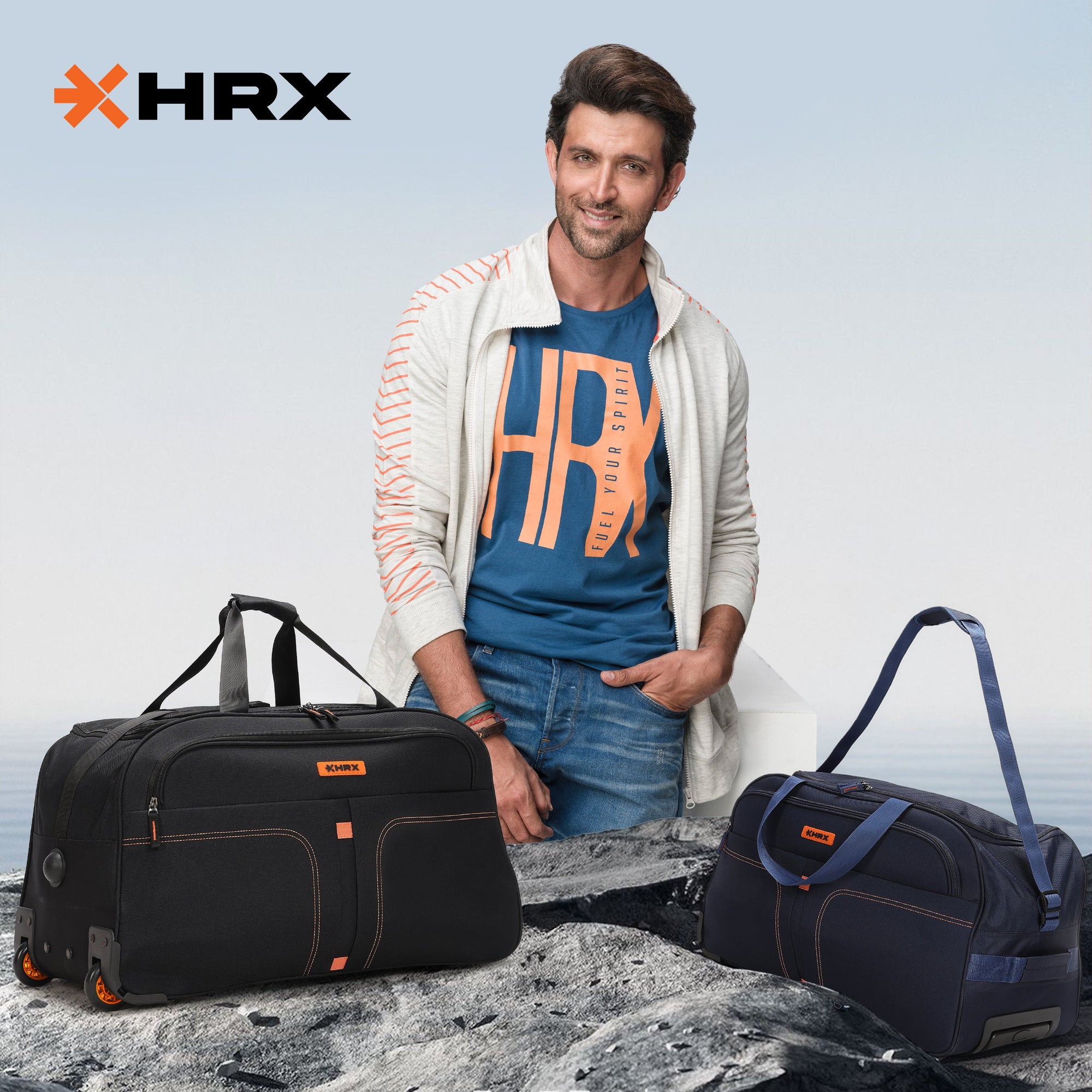 HRX Strolley Duffel Bag - Overdrive Wheel Base Soft Luggage