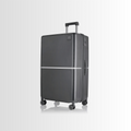 Dark grey hard-shell trolley suitcase with telescopic handle and four spinner wheels