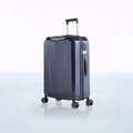 Navy hard-shell trolley luggage with telescopic handle and four spinner wheels