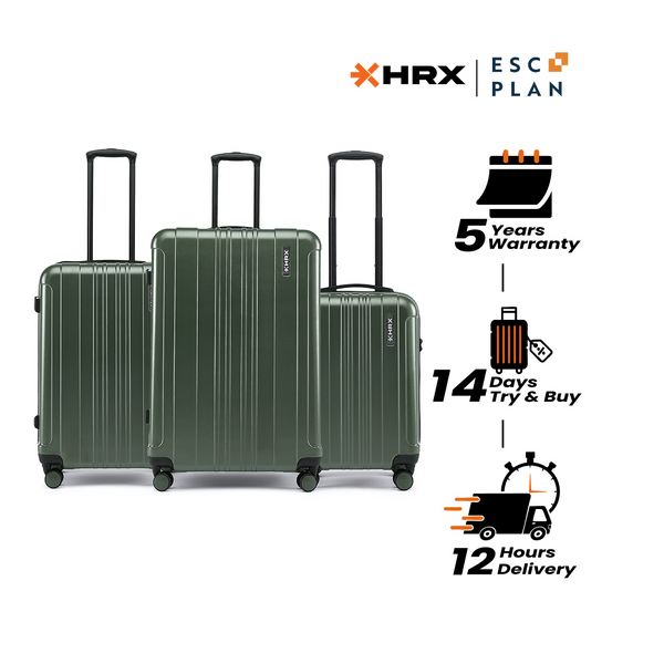 HRX by Hrithik Roshan Hard Body Set of 3 Luggage 8 Wheels - Force