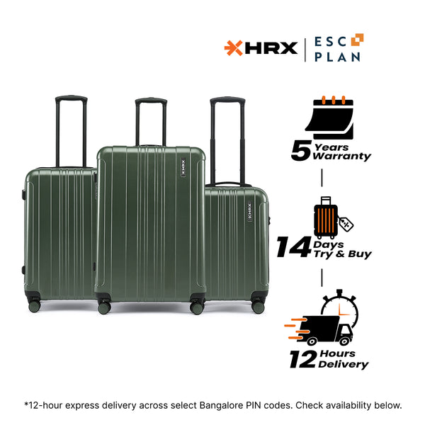 HRX by Hrithik Roshan Hard Body Set of 3 Luggage 8 Wheels - Force