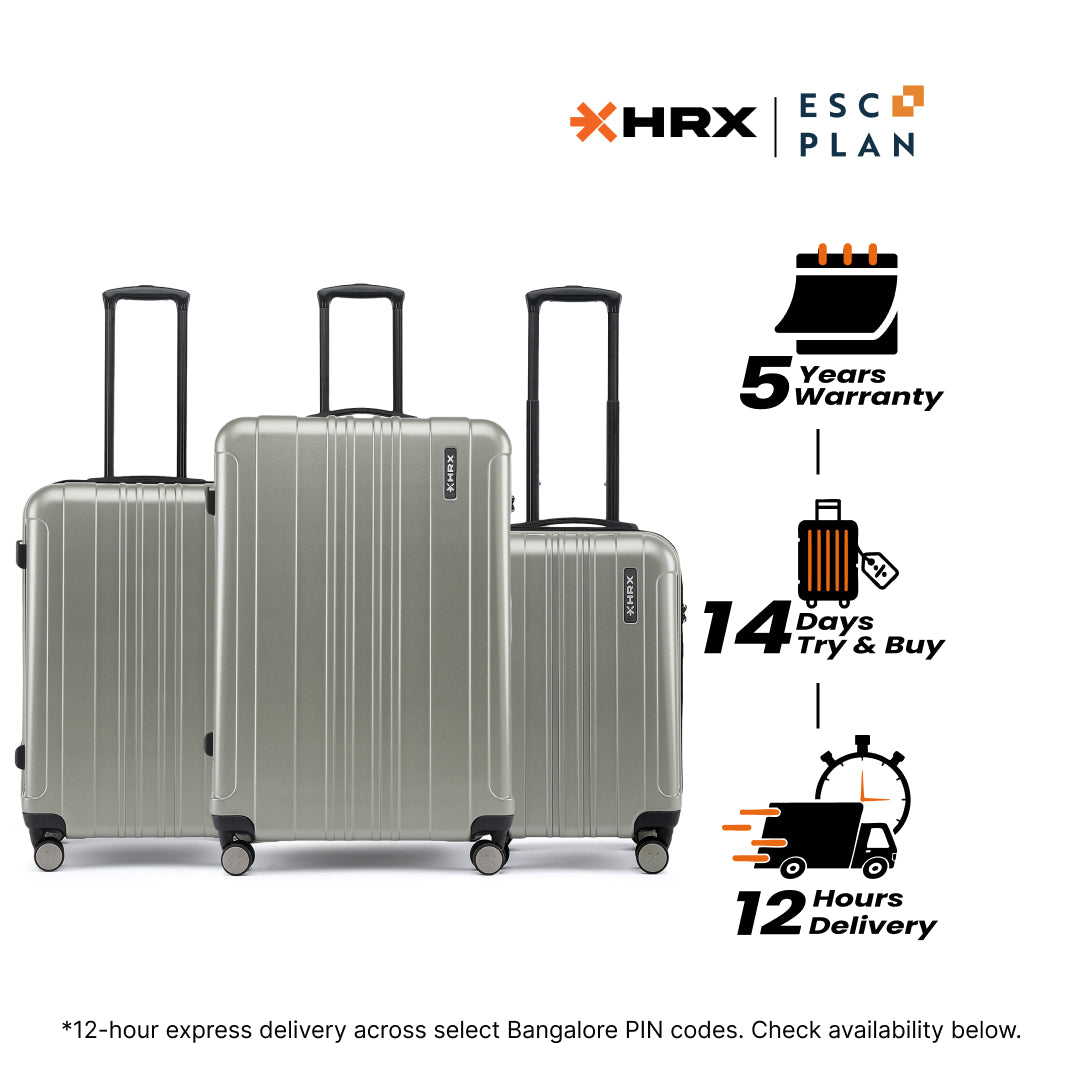 HRX by Hrithik Roshan Hard Body Set of 3 Luggage 8 Wheels - Force