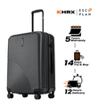Charcoal grey hard-shell check-in suitcase front view with telescopic handle and 8 wheels