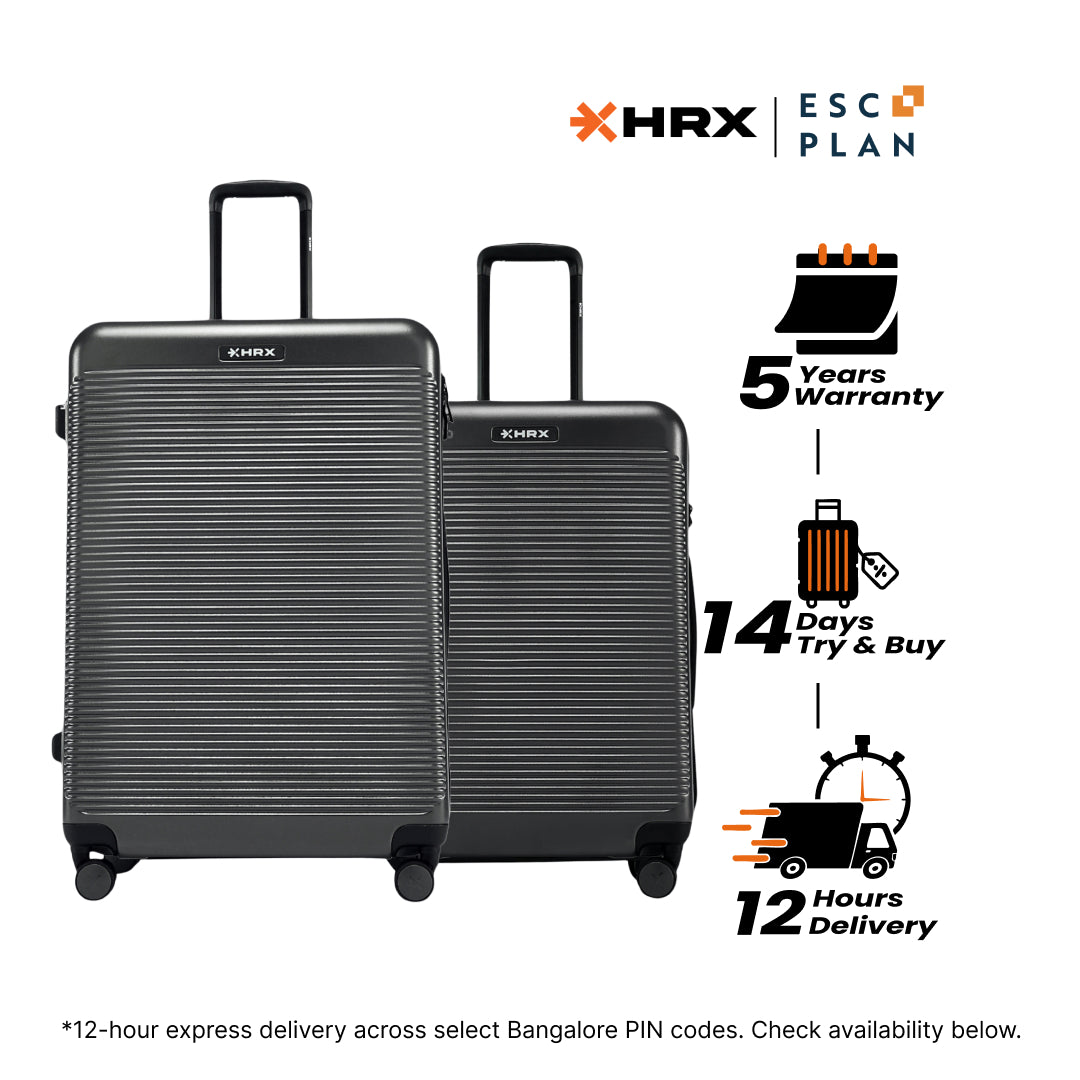 HRX by Hrithik Roshan Hard Body Set of 2 Luggage 8 Wheels - Grit