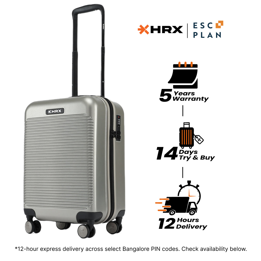 HRX by Hrithik Roshan Small Cabin Suitcase (56 cm) 8 Wheels - Grit