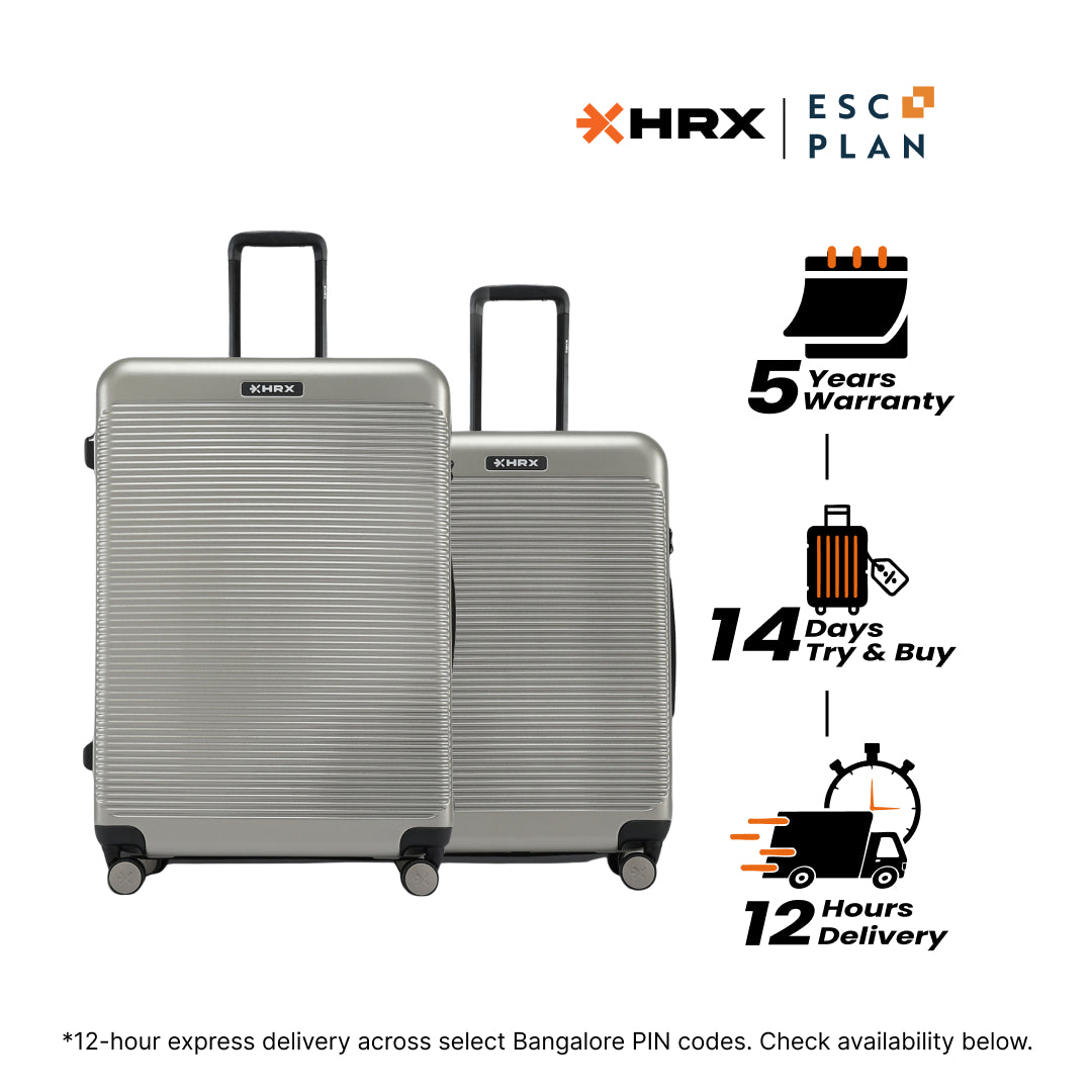 HRX by Hrithik Roshan Hard Body Set of 2 Luggage 8 Wheels - Grit