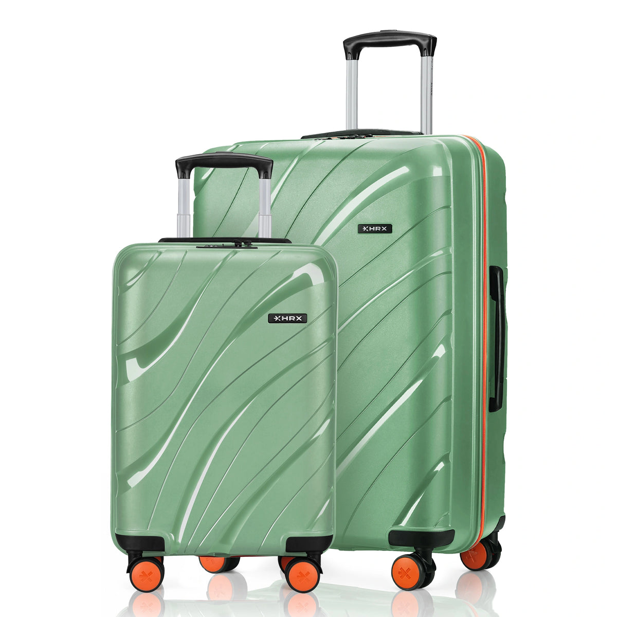 HRX Madrid Hard Body Set of 2 Luggage (8 Wheels) - Polypropylene - Green