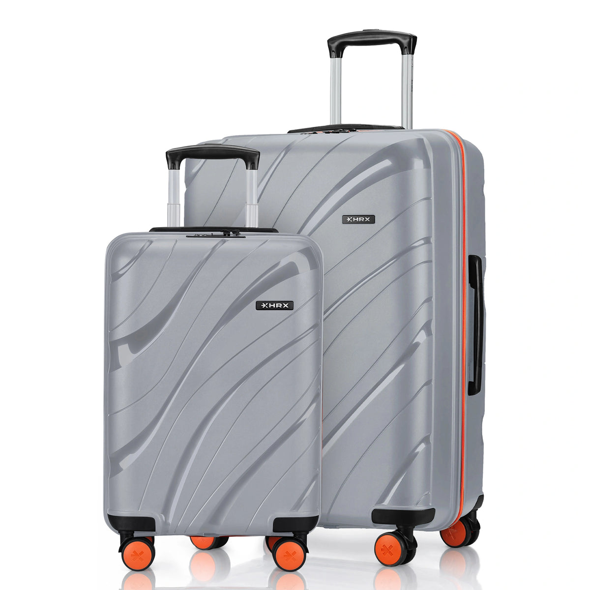 HRX Madrid Hard Body Set of 2 Luggage (8 Wheels) - Polypropylene - Grey