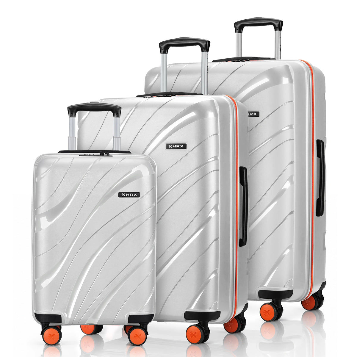 HRX Madrid Hard Body Set of 3 Luggage (8 Wheels) - Polypropylene - Intergallactic Grey