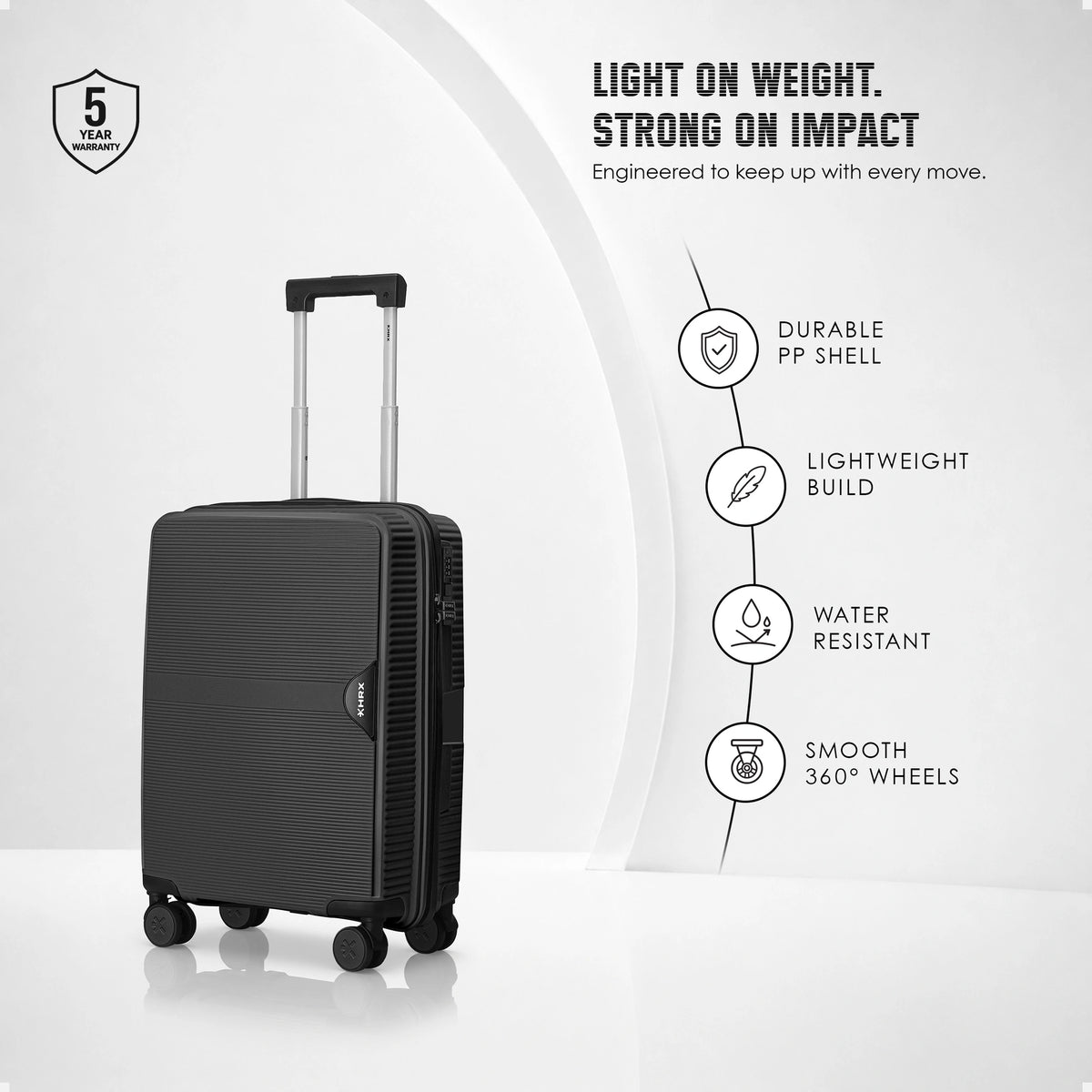 HRX Parabola Cabin Suitcase (55 cm) 8 Wheels - Polypropylene