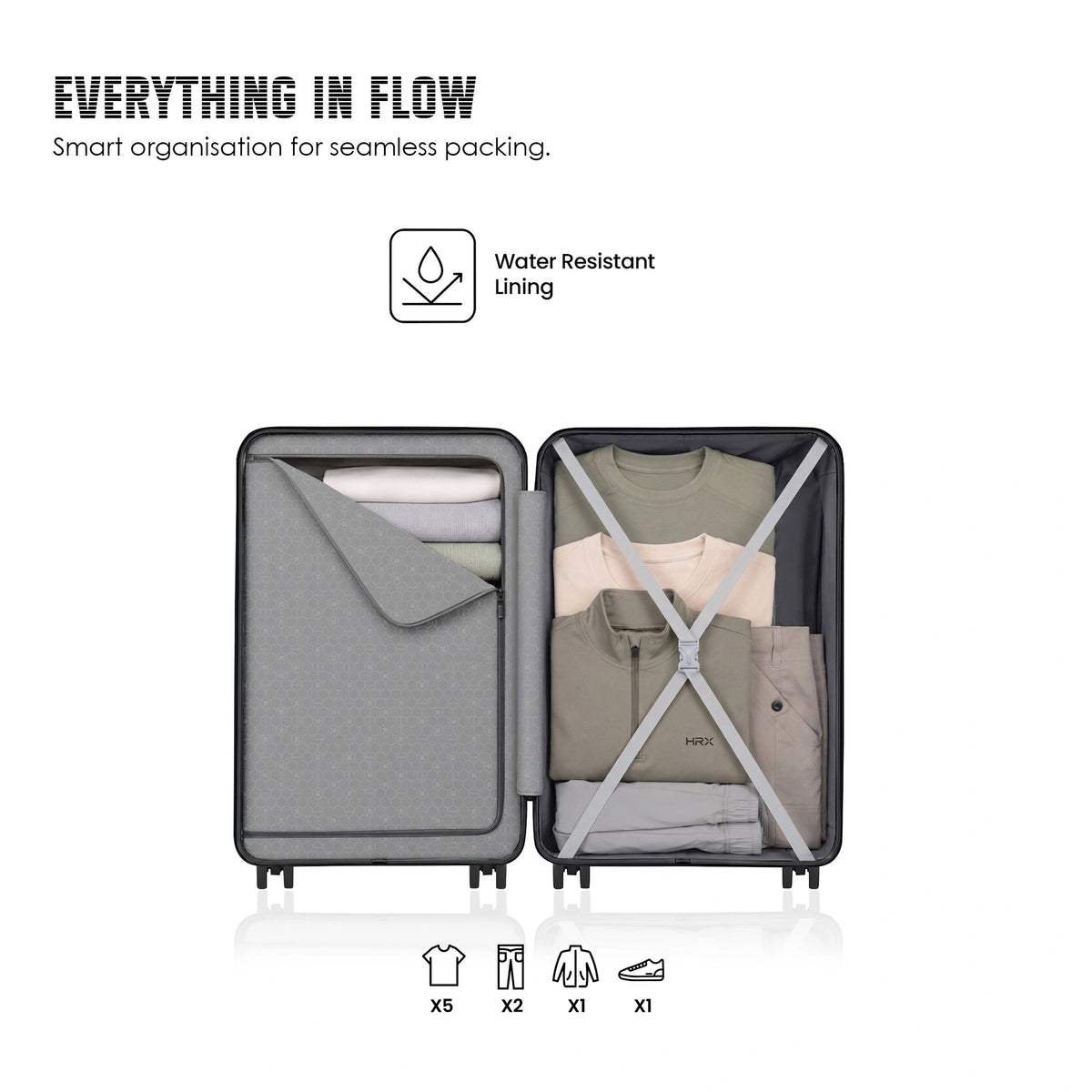 HRX Parabola Cabin Suitcase (55 cm) 8 Wheels - Polypropylene