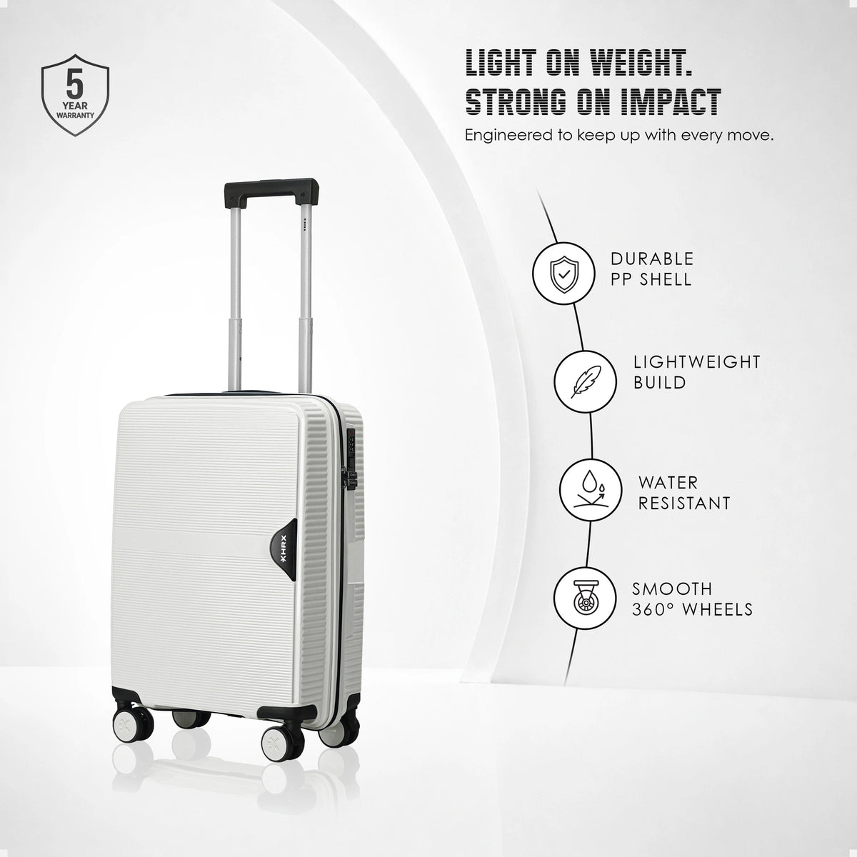 HRX Parabola Cabin Suitcase (55 cm) 8 Wheels - Polypropylene