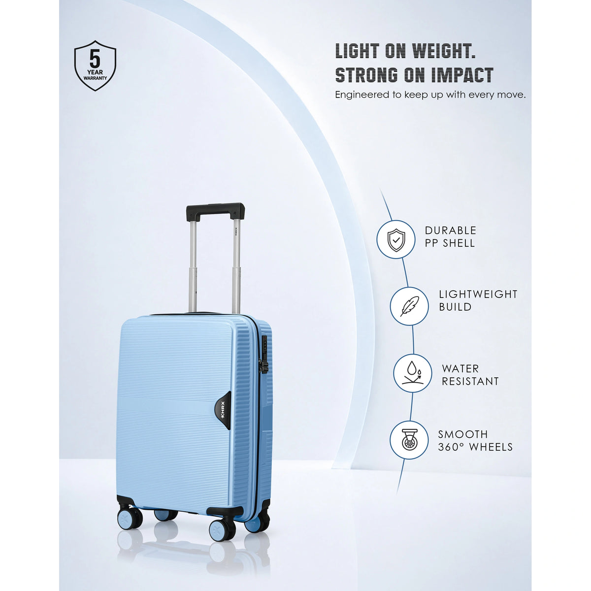HRX Parabola Cabin Suitcase (55 cm) 8 Wheels - Polypropylene