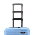 Light blue small cabin suitcase with extended telescopic handle and top section
