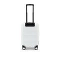 White small cabin suitcase back view with telescopic handle and wheels