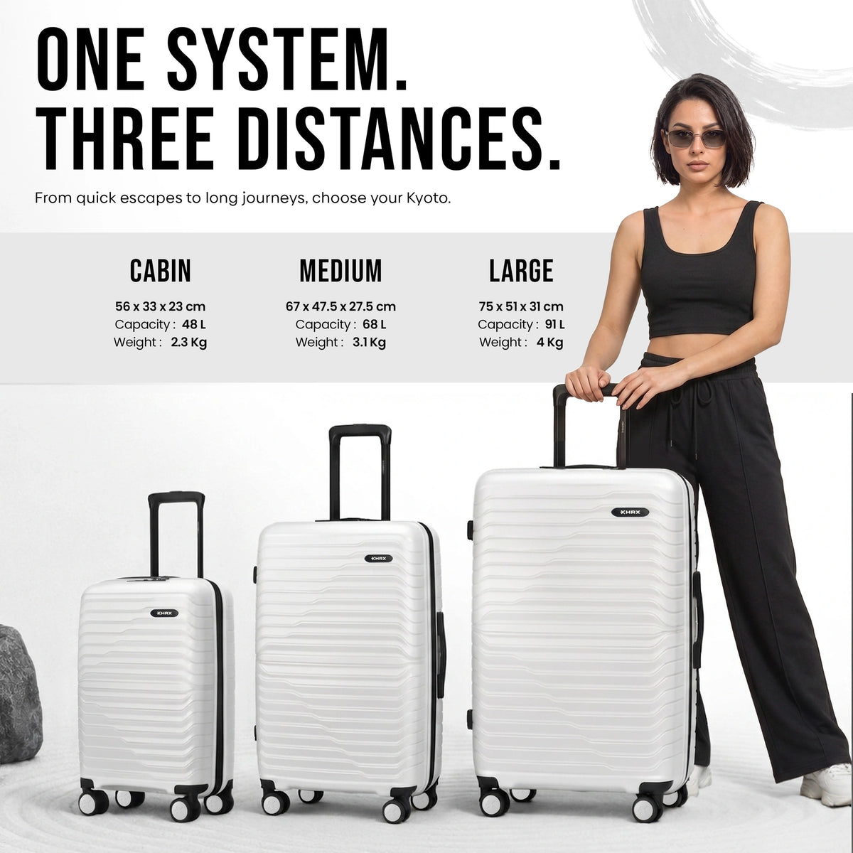HRX Kyoto Large Check-in Suitcase (75 cm) 8 Wheels - Polypropylene