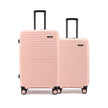 Pink hard-shell luggage set of 2 with telescopic handles and 8-wheel base