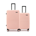 Pair of peach suitcases: one large, one medium, with upright handles and 8 wheels