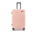 Large check-in suitcase, peach, front view with telescopic handle