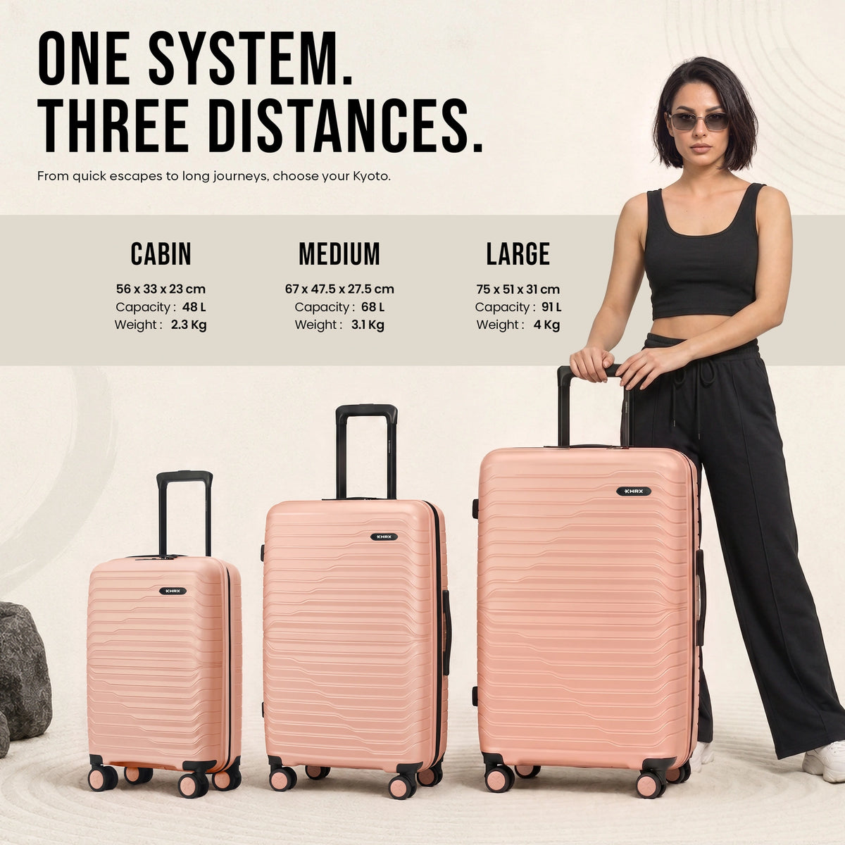 HRX Kyoto Large Check-in Suitcase (75 cm) 8 Wheels - Polypropylene