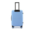 Blue hardshell check-in suitcase with upright handle and side panel handle