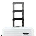 Medium check-in suitcase, dark gray handle and light shell with side branding.