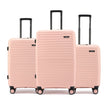 Hard shell 3-piece luggage set with spinner wheels, peach color, telescopic handles