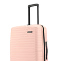 Medium check-in suitcase, peach with black top handle and side latch