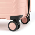 Medium check-in suitcase wheels and corner guard, peach shell with black frame