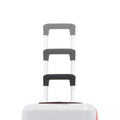 White small cabin suitcase with extendable handle stack design, front view