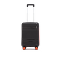 Small cabin suitcase in black with telescopic handle and 8 orange wheels