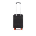 Black small cabin suitcase with telescopic handle and 4 spinner wheels