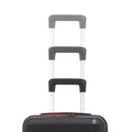 Dark small cabin suitcase with telescopic handle and red edge trim