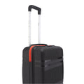 Black small cabin suitcase with telescopic handle and red accent stripe