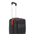 Black small cabin suitcase, telescopic handle, orange side stripe, textured shell