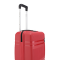 Red hard-shell cabin suitcase back view with black zipper and compact handle