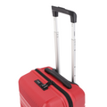 Red hard-shell cabin suitcase top section with telescopic handle and combination lock strip