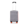 HRX Helium small cabin suitcase, light gray, 8-wheel spinner with orange wheels