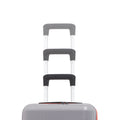 Small cabin suitcase with 8 wheels, dark grey shell, telescopic handle, front view