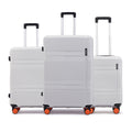 Hard-shell luggage set of 3, white with telescopic handles and 8 wheels