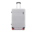Large check-in suitcase, white shell with telescopic handle and 8 wheels